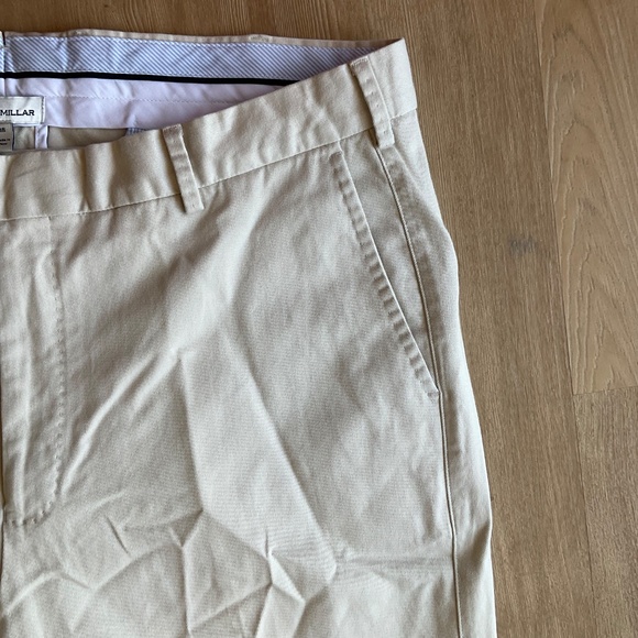 Peter Millar Pants Chino Pima Cotton flat front light Beige Stone size 38 Golf - Picture 11 of 16